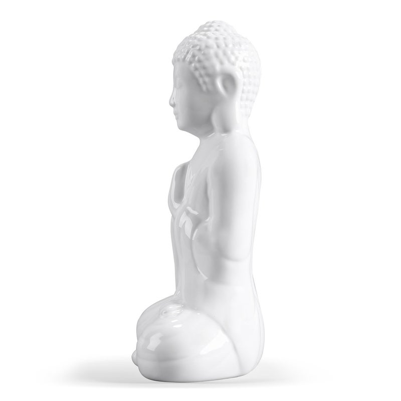 FORLONG Ceramic Praying Buddha Figurine, Serene Medium Statue ï¼ˆ8 Inches Tallï¼ŒWhiteï¼‰ - Image 3